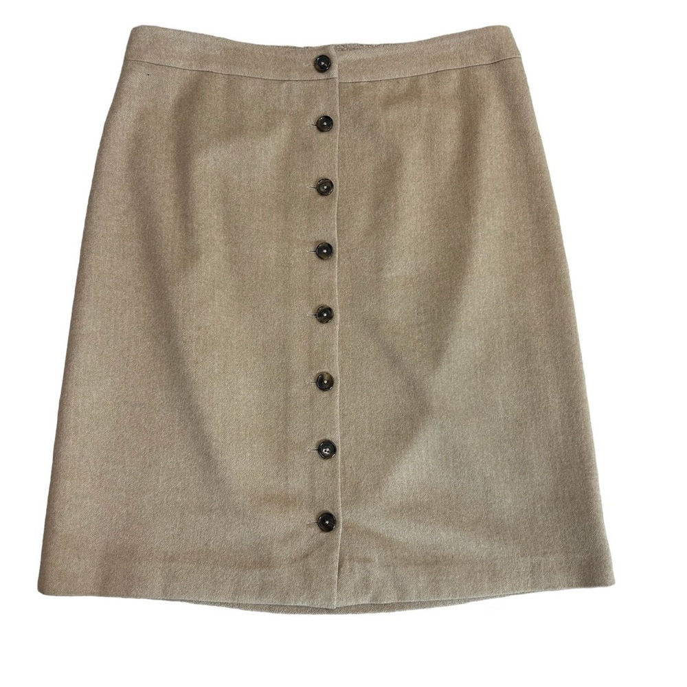 Brooks Brothers Women’s Tan Camel Brown Baby Camel Hair Button Front Skirt Sz 16